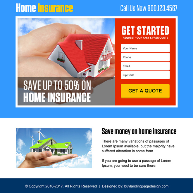 lead capturing home insurance professional ppv landing page Home Insurance example