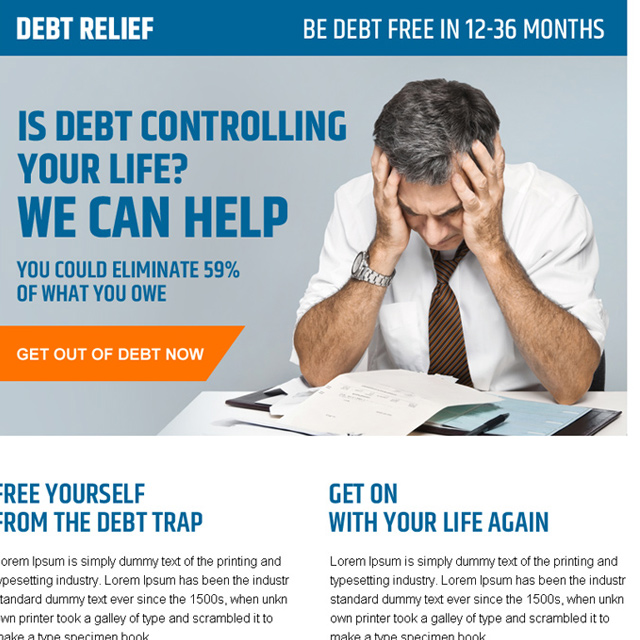 get help in debt controlling call to action ppv landing page design Debt example