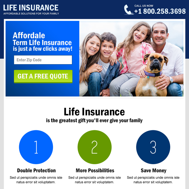 life insurance free quote landing page design