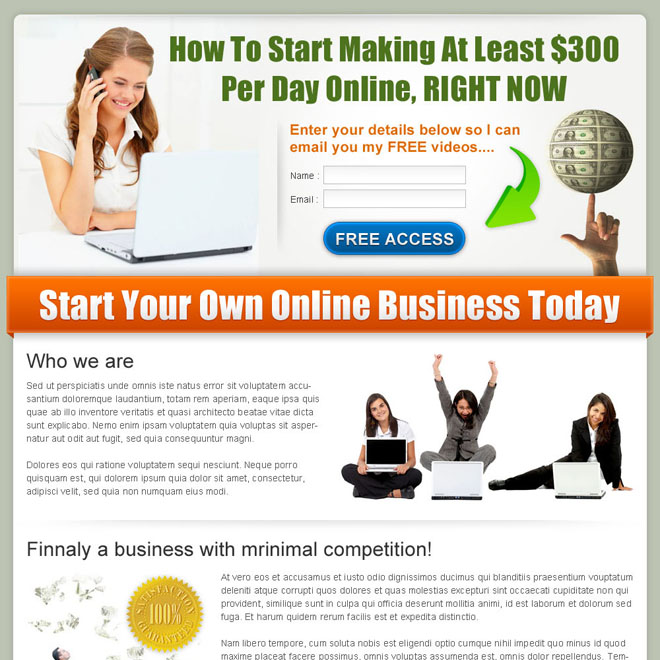 get paid money online converting landing page design for sale Make Money Online example