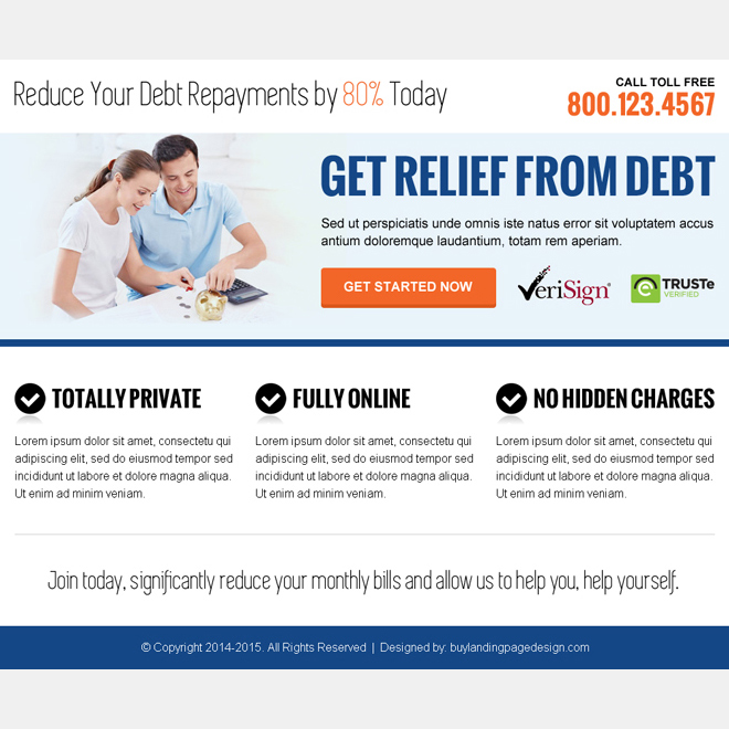 get relief from debt call to action ppv landing page Debt example