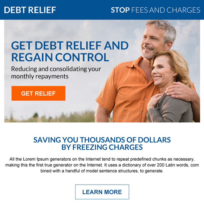 debt relief consolidation ppv landing page design Debt example