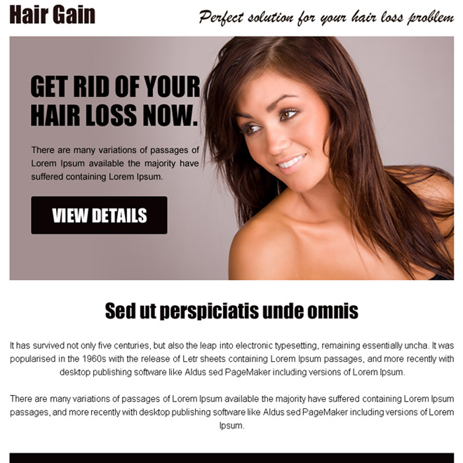 hair gain perfect solution call to action ppv landing page design Hair Loss example