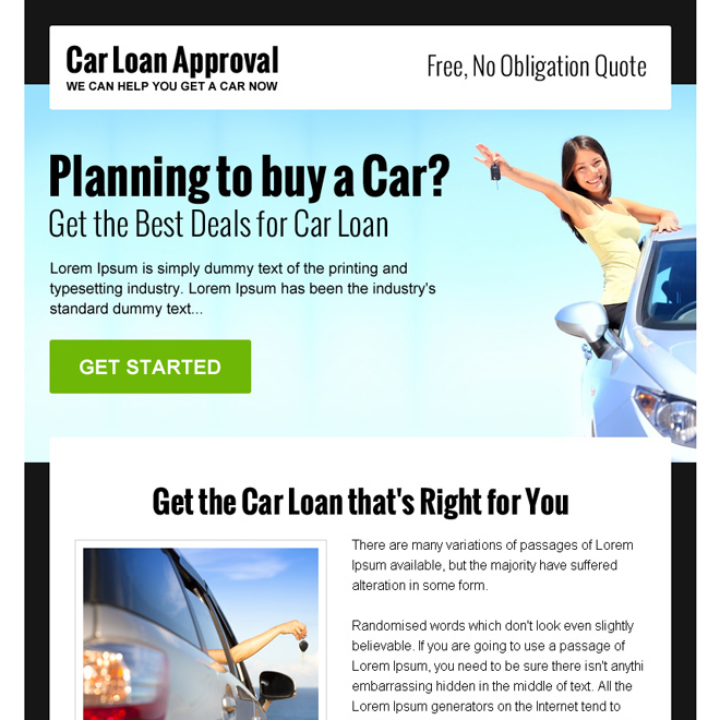 get the best deals for car loan ppv landing page design Auto Finance example