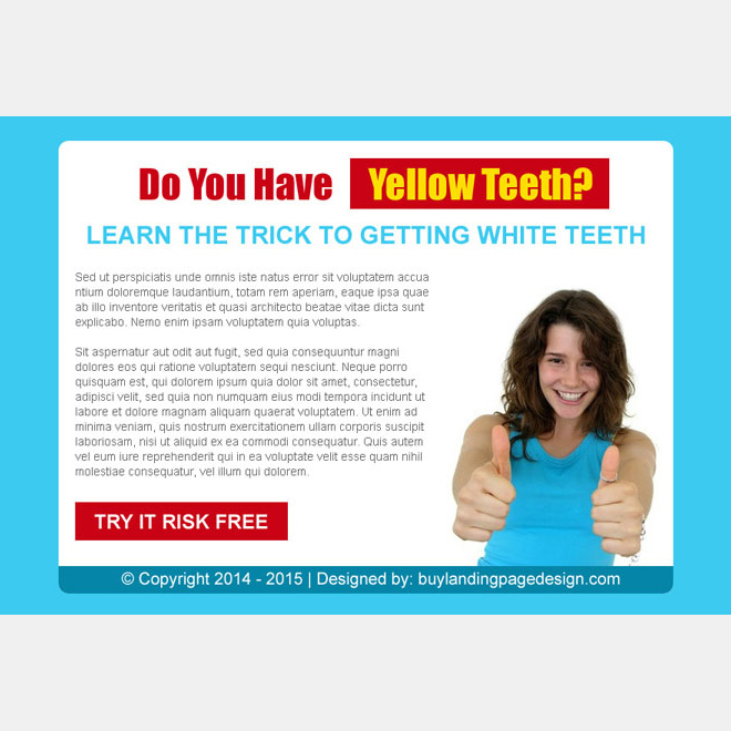 trick to getting white teeth risk free trial call to action ppv lander design Teeth Whitening example