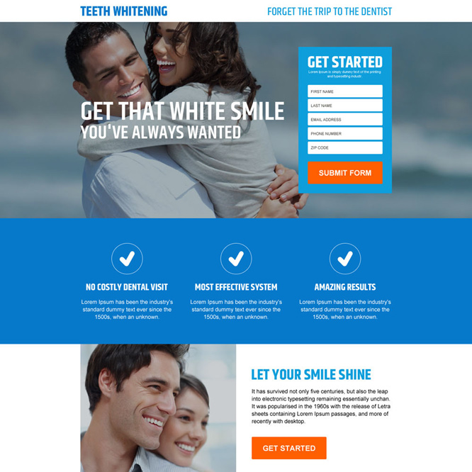 responsive teeth whitening modern lead gen landing page Teeth Whitening example