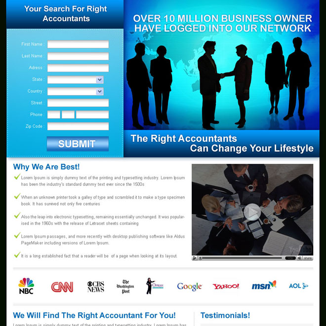 global business lead capture landing page design for sale Business example