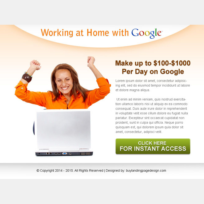 work from home with google ppv landing page design template Google Money example