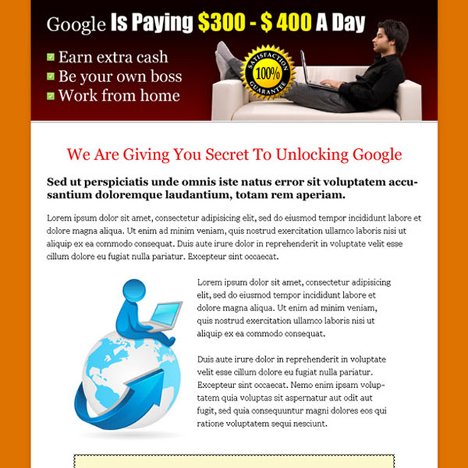 earn money with google long sales page click to action landing page