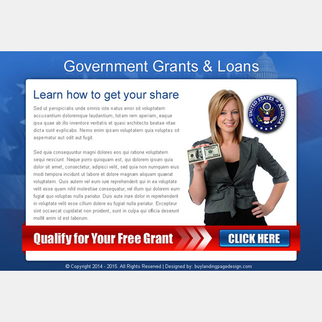 government grants and loan converting call to action ppv landing page design