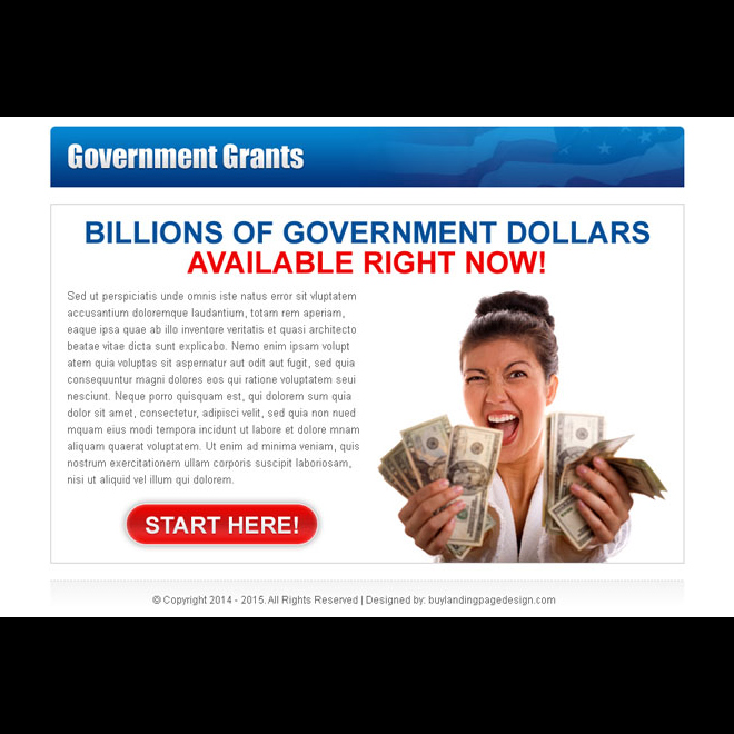 billions of government dollars available clean call to action ppv landing page design