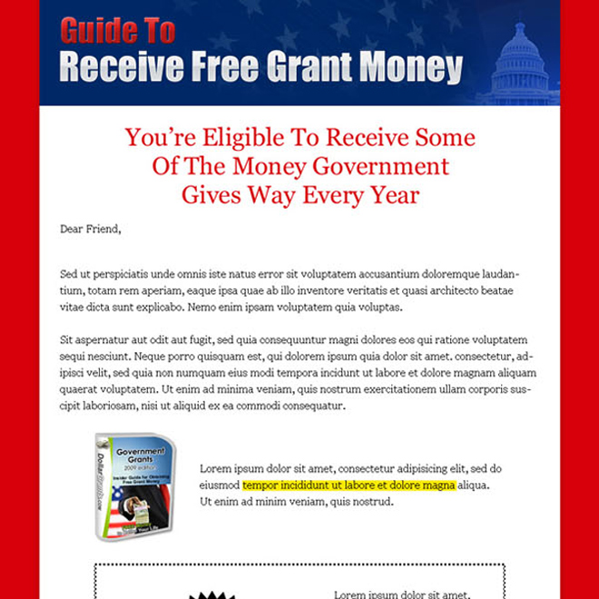 guide to receive free grant money long call to action sales page design Sales Page example