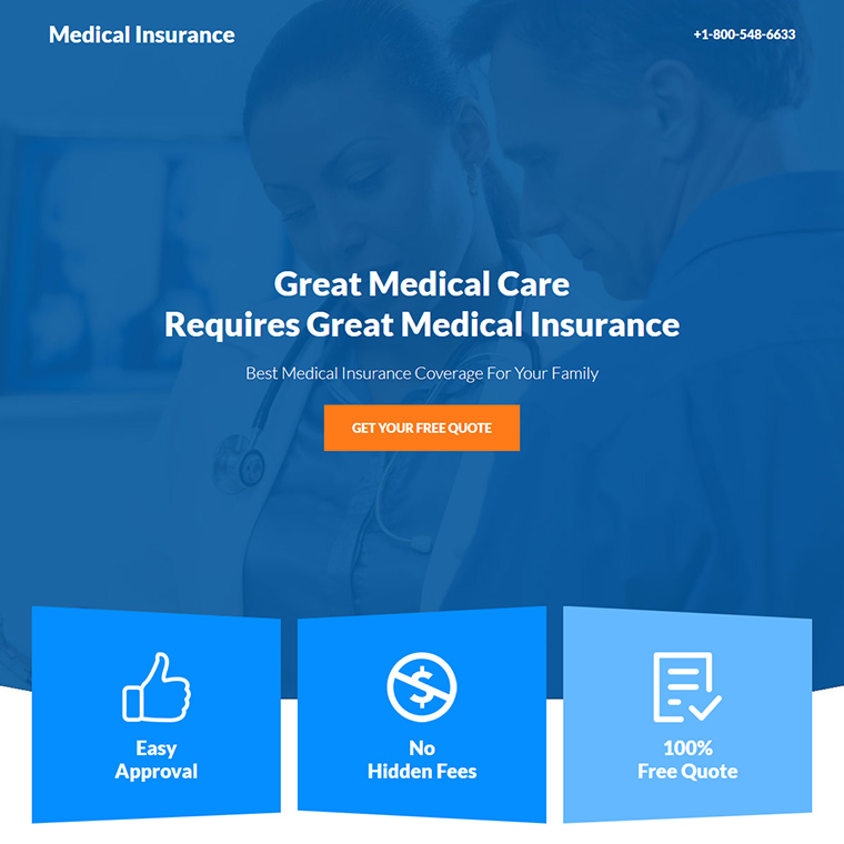 best medical insurance coverage responsive landing page Health Insurance example