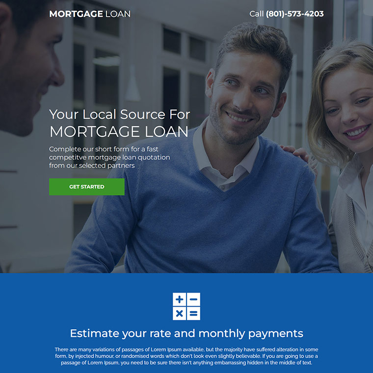 mortgage loan lead capture landing page Mortgage example