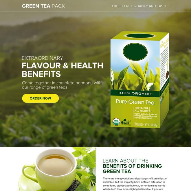 green tea selling responsive landing page design Weight Loss example