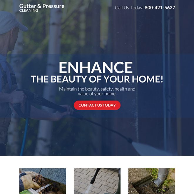 gutter and pressure cleaning company responsive landing page