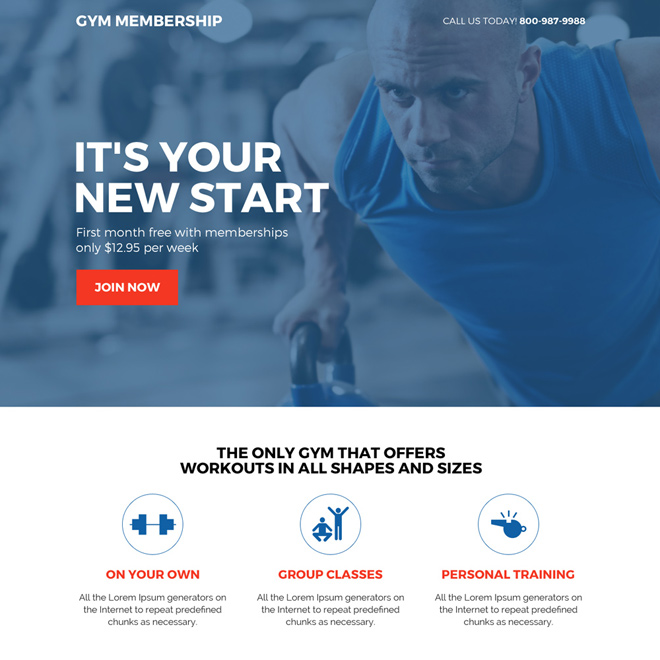 responsive gym membership sign up capturing landing page