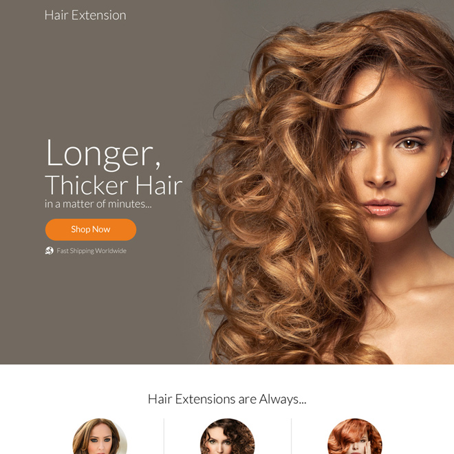 professional hair extension selling responsive landing page design Hair Care example