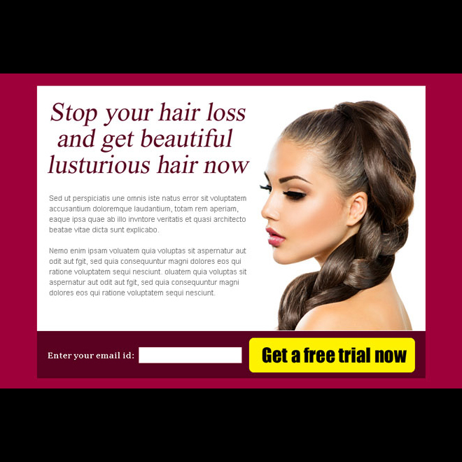 stop your hair loss and get beautiful hair now effective ppv landing page design Hair Loss example