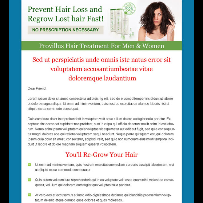 prevent hair loss and regrow lost hair fast lead capture sales page