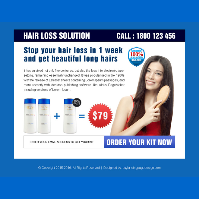 hair loss solution product kit ppv landing page design Hair Loss example