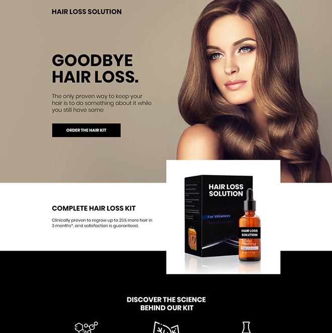 hair loss treatment kit selling mini landing page Hair Loss example