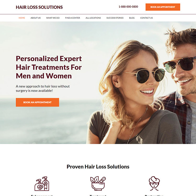 hair loss treatment for men and women responsive website design Hair Loss example