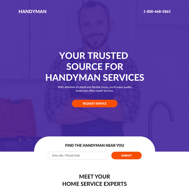 handyman services landing page design Home Improvement example