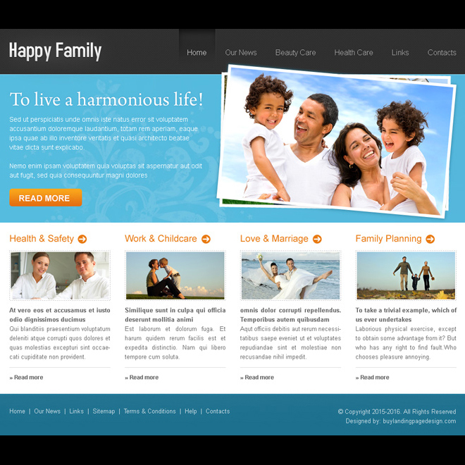 happy family online website template design psd