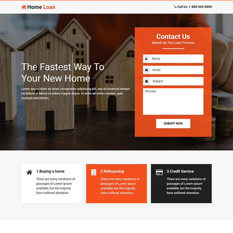 fast and easy home loan landing page design