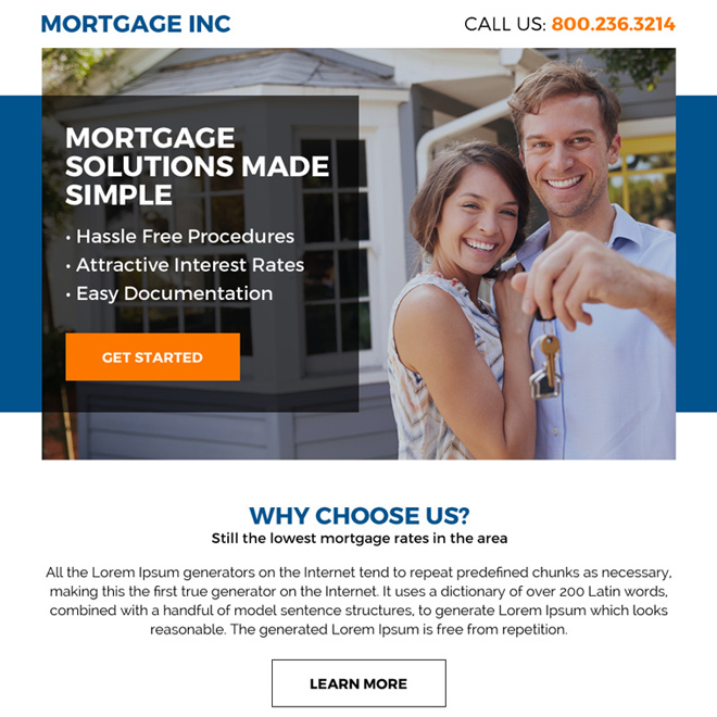 mortgage solutions clean ppv landing page design