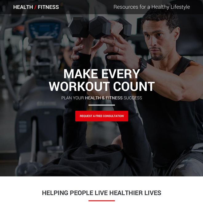 health and fitness consultation responsive landing page Health and Fitness example