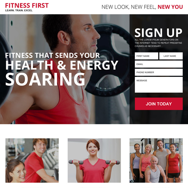 health and fitness best responsive landing page Health and Fitness example