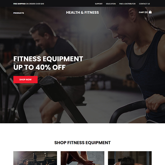 health and fitness products responsive website design