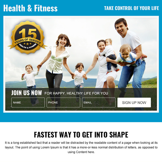 health and fitness sign up capturing PPV design Health and Fitness example