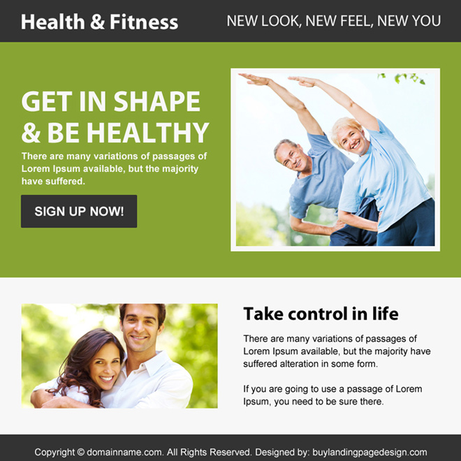 health and fitness sign up capturing PPV design Health and Fitness example