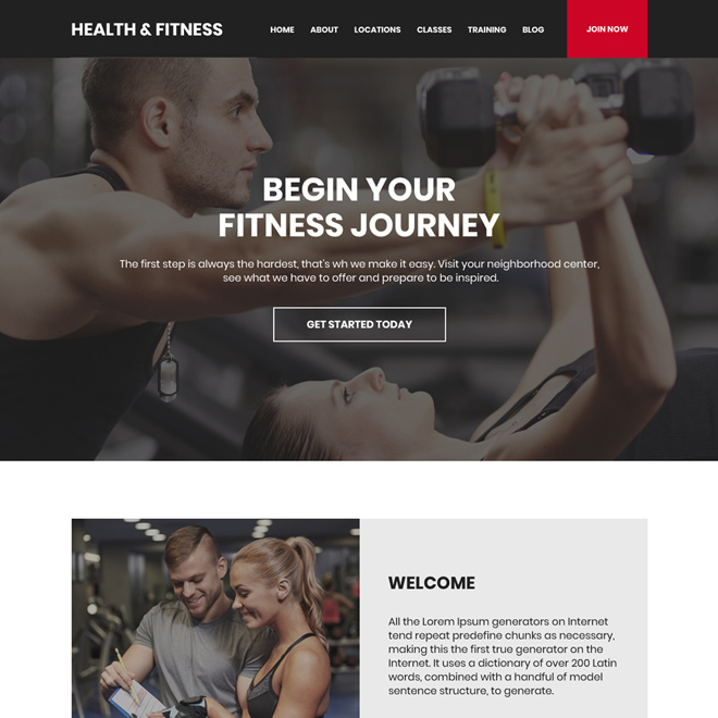 health and fitness training sign up capturing website design