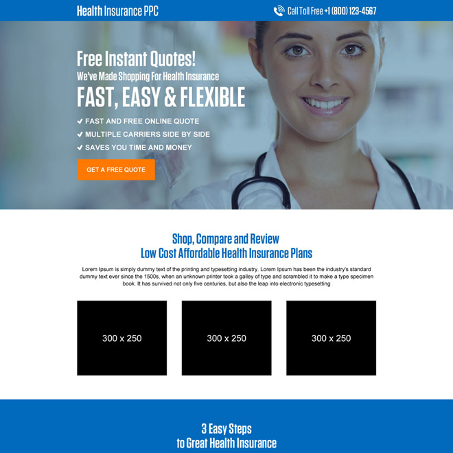 responsive health insurance professional landing page design
