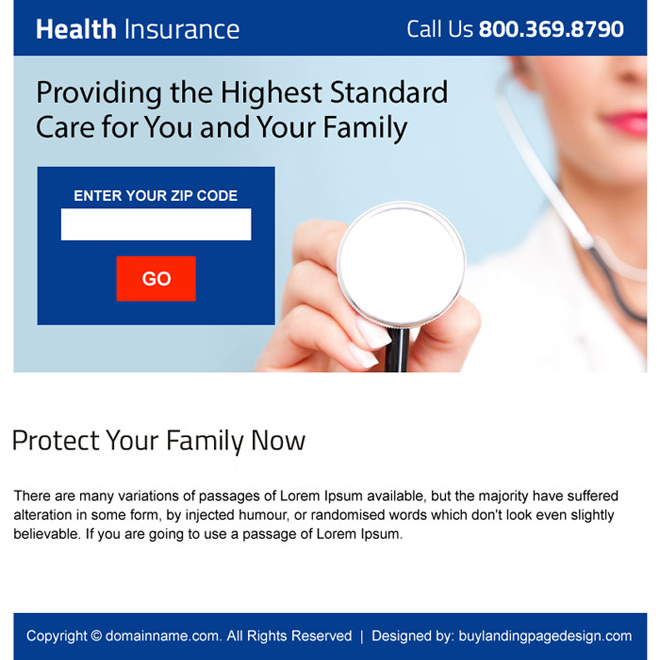 health insurance zip capturing ppv landing page Health Insurance example