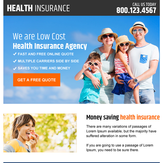 health insurance agency ppv landing page design