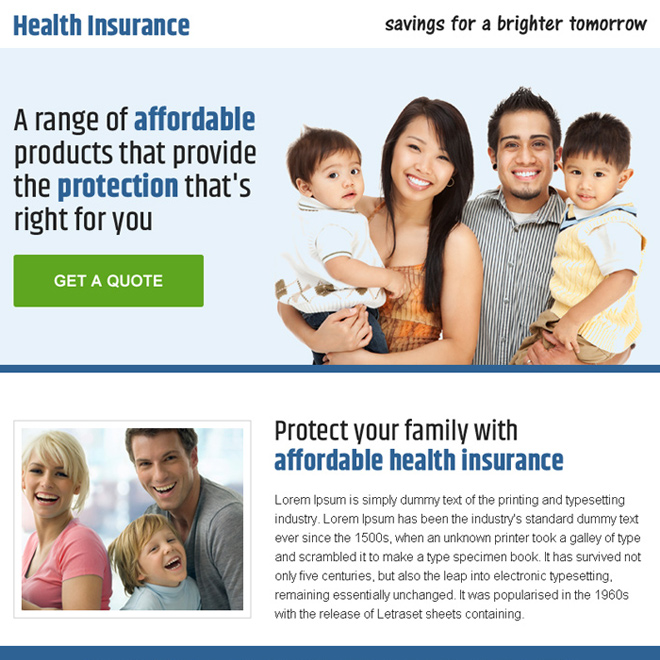 health insurance quality lead capturing ppv landing page Health Insurance example