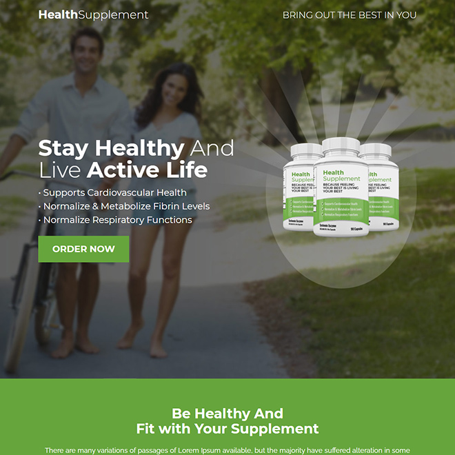 health supplement ecommerce responsive landing page