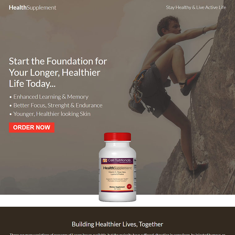 natural health supplement responsive landing page Health and Fitness example