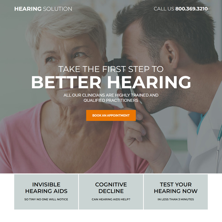 hearing healthcare consultant responsive landing page