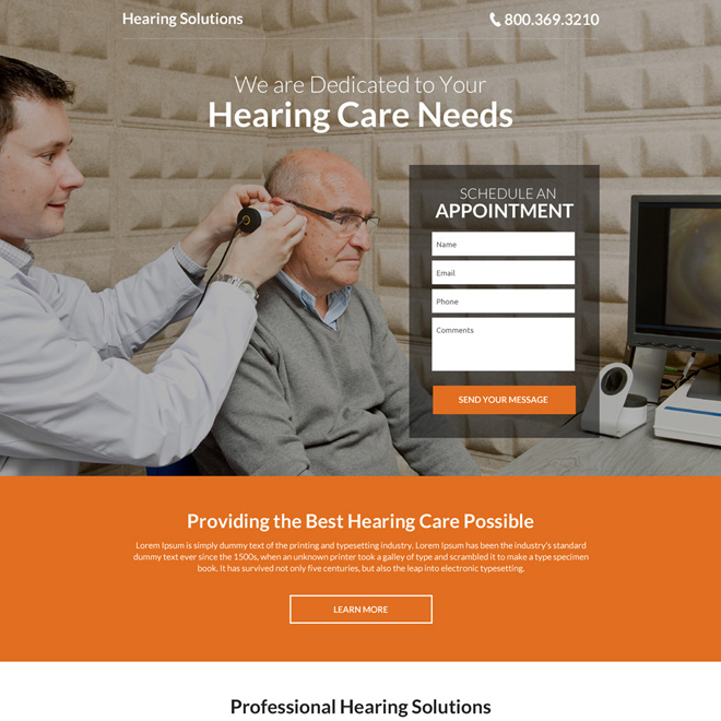 hearing solutions appointments responsive landing page Hearing Solutions example