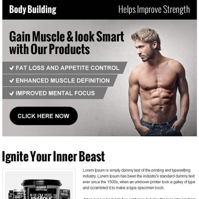 high converting body building ppv landing page design Bodybuilding example