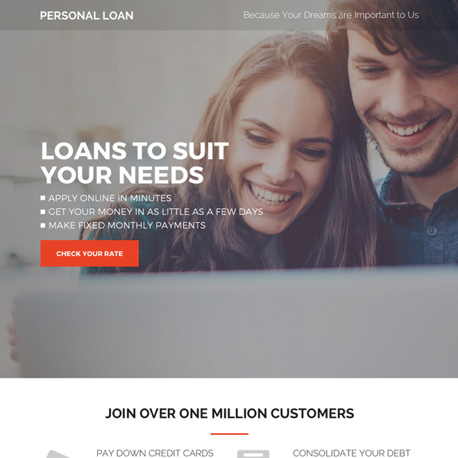 high converting personal loan responsive landing page design Loan example