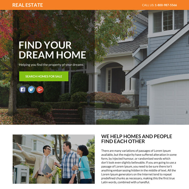 real estate lead funnel responsive landing page