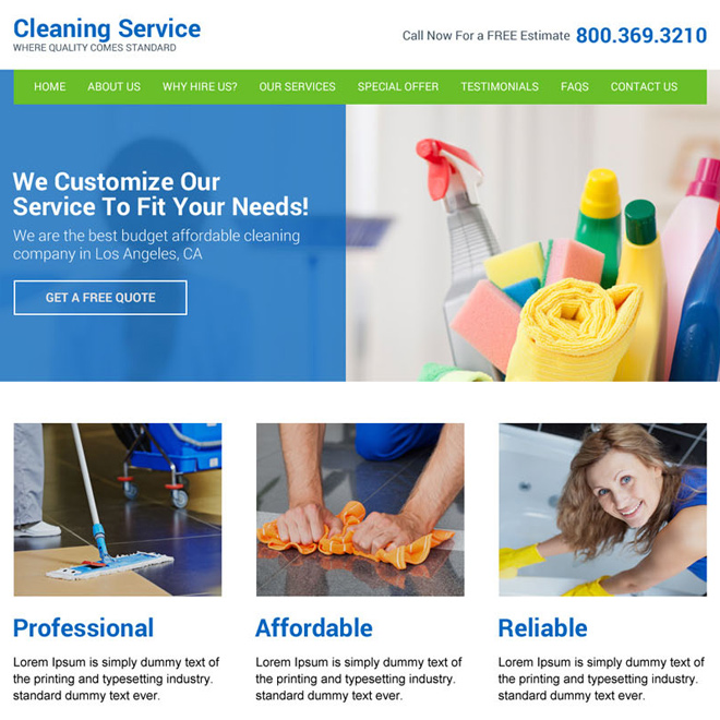 home cleaning services responsive website design Cleaning Services example