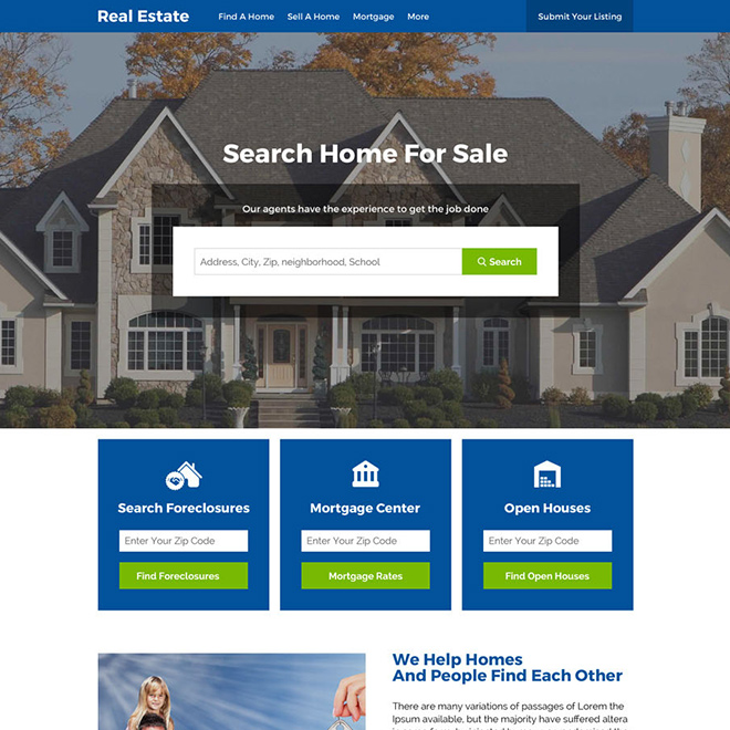 real estate foreclosure and listings responsive website design